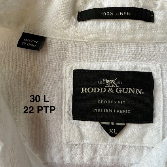 Rodd & Gunn Linen Shirt XL White Collared Button Up Minimalist New York Party - Picture 8 of 10